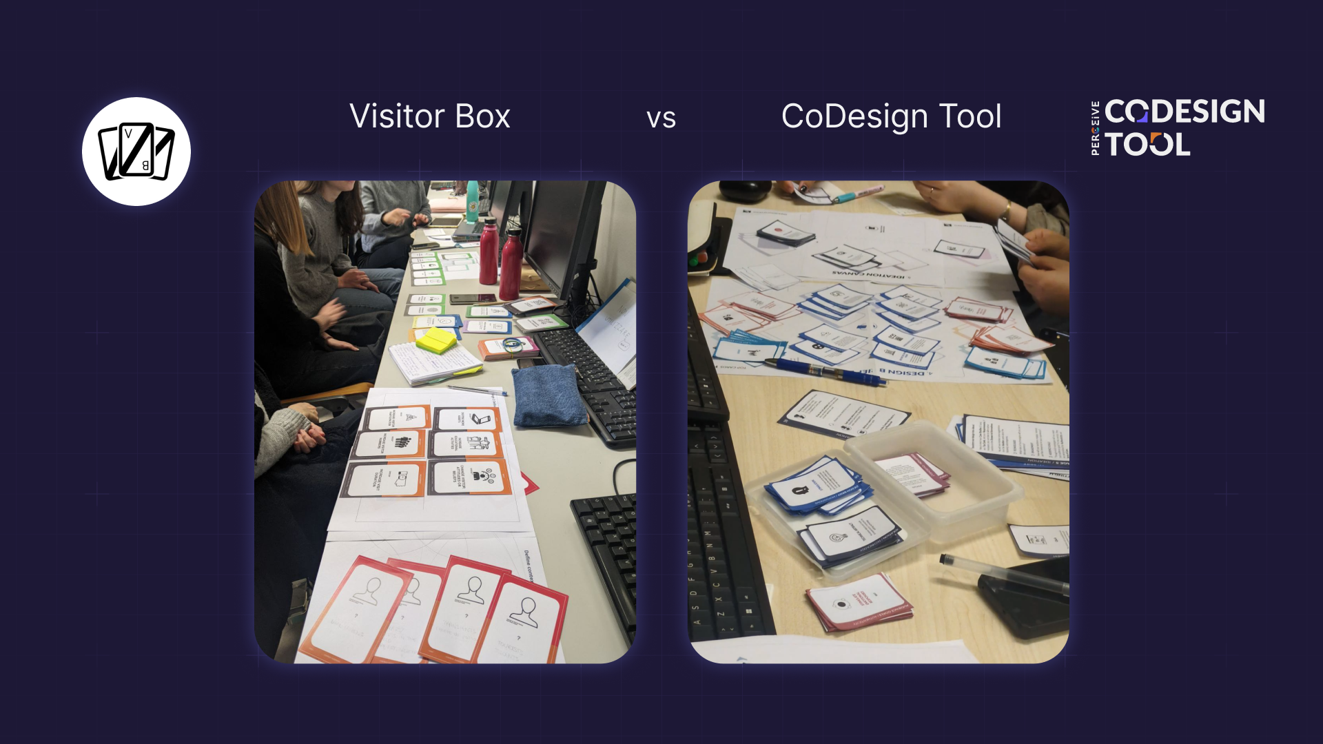 Comparison of table space occupied by VisitorBox versus the CoDesign Tool