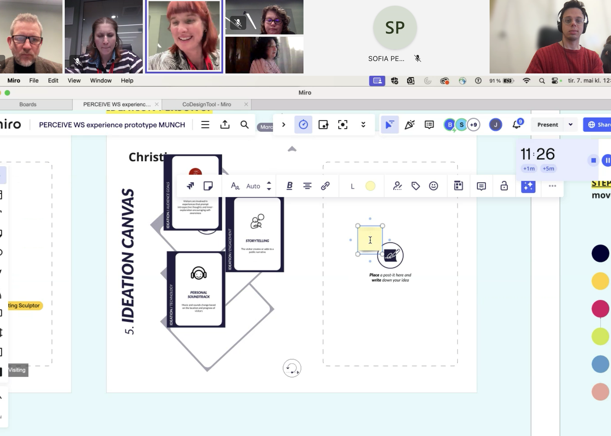 Online testing session with Munch Museum via Miro